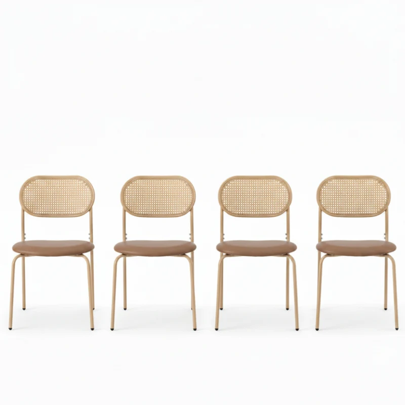 Solen – Chaise Organic Rotin Naturel & Métal – Lot de 4