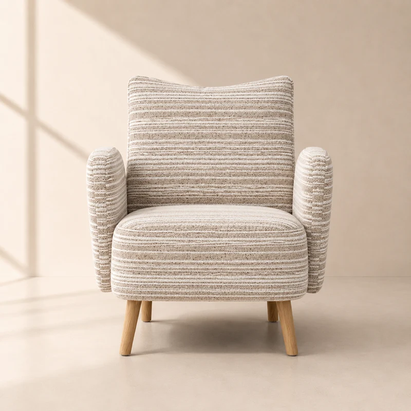 Noma – Fauteuil Lounge Scandinave en Tissu Bouclé