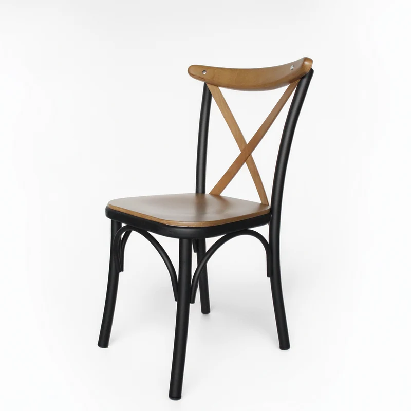 LACROIX - Chaise en métal noir et bois