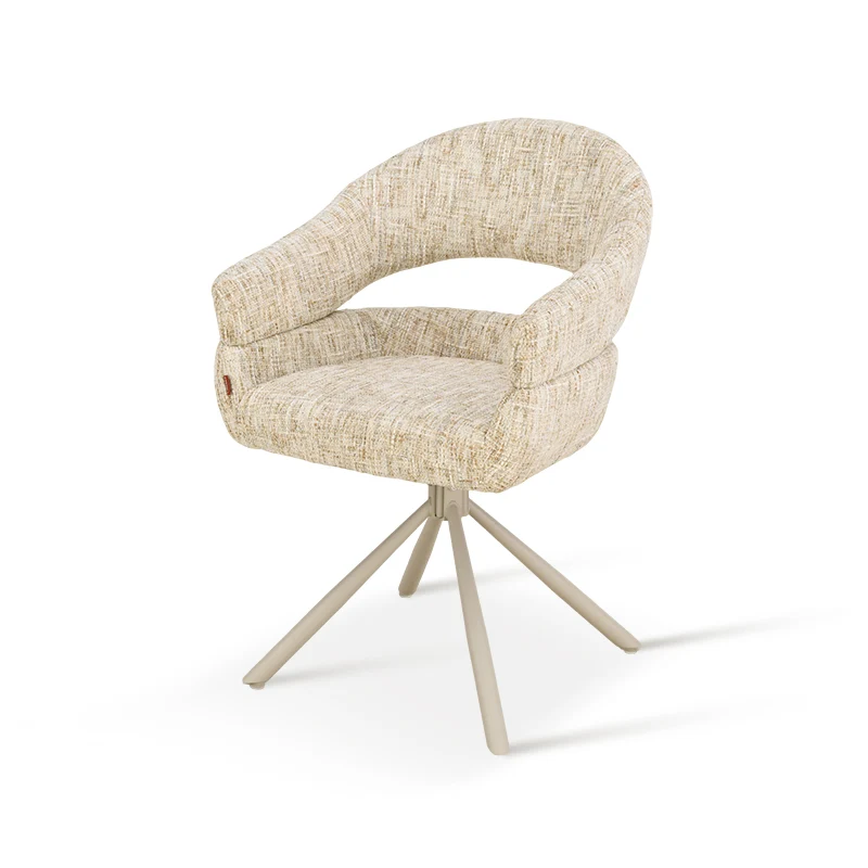 Fauteuil salle à manger pivotantes à 360° Briar Sleek [Lot de 1] [Tissu effet lin]