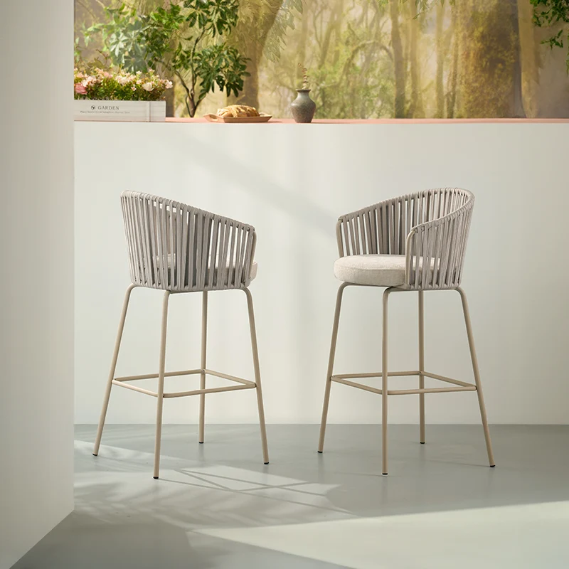 Tabouret de Bar Louisa [Lot de 2] [Tissu effet lin] [65 cm]