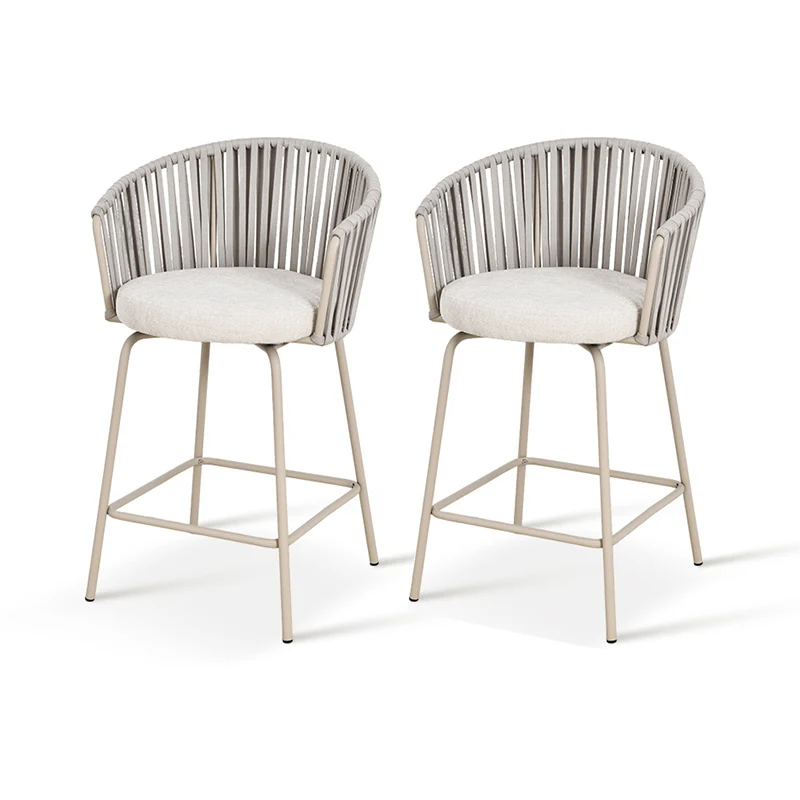Tabouret de Bar Louisa [Lot de 2] [Tissu effet lin] [65 cm]