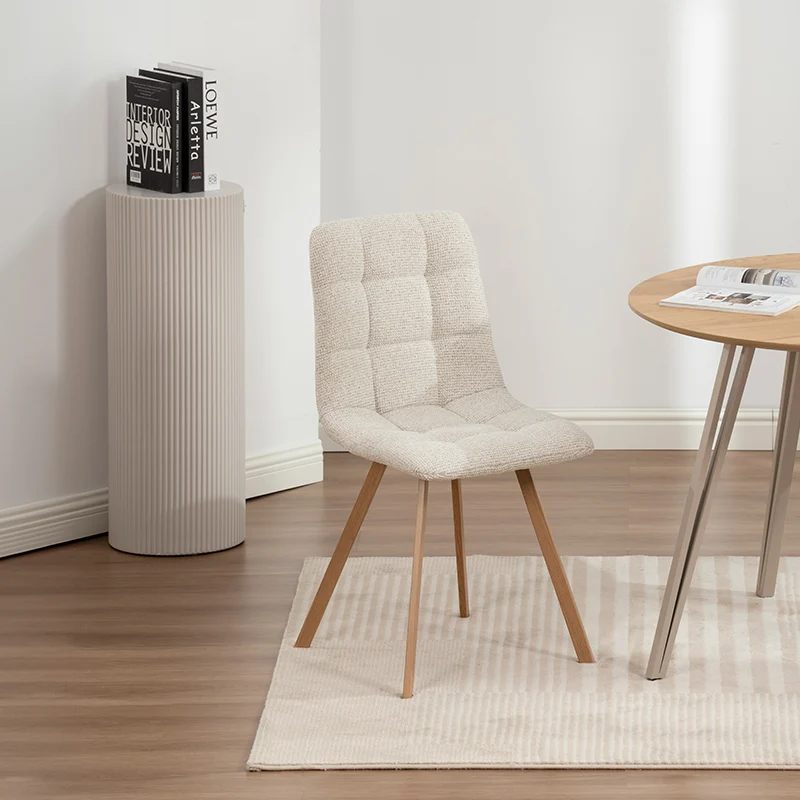 Chaise de salle à manger Aoife Sleek [Lot de 2][Tissu effet lin][Pieds en métal en chêne]
