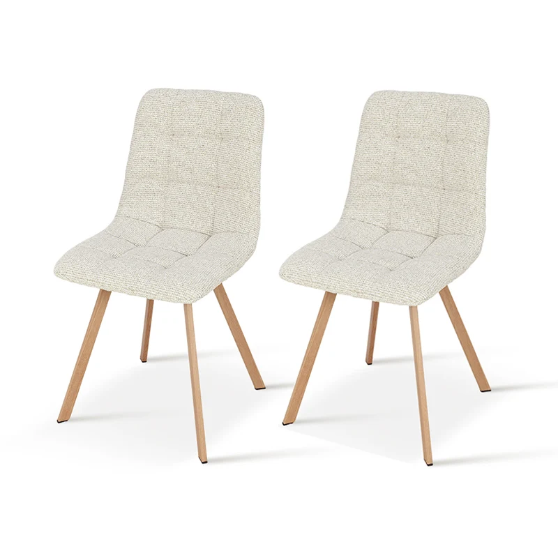 Chaise de salle à manger Aoife Sleek [Lot de 2][Tissu effet lin][Pieds en métal en chêne]