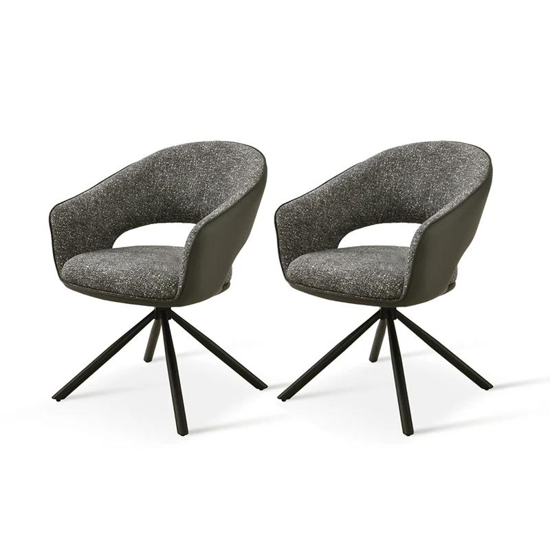 Fauteuil salle à manger Pivotant à 180° Bronywn [Tissu effet lin & Simili cuir]