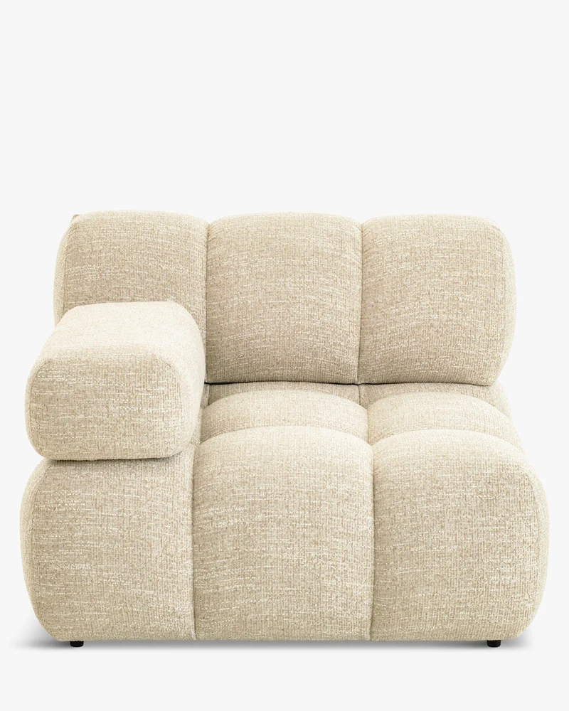 Fauteuil modulable accoudoir interchangeable Waffle Tweed beige