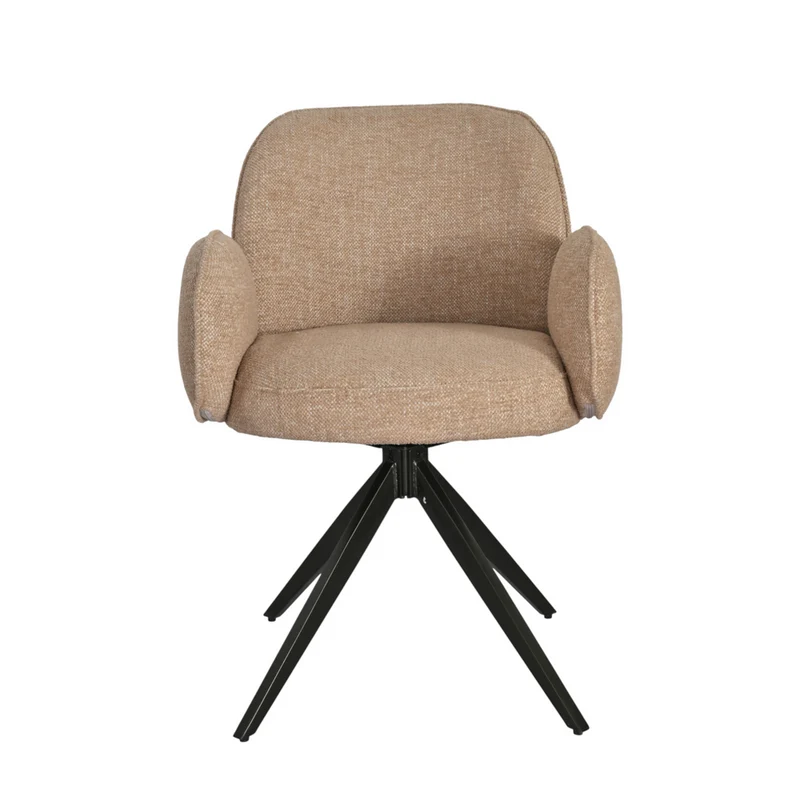 Chaise repas accoudoir tissu camel