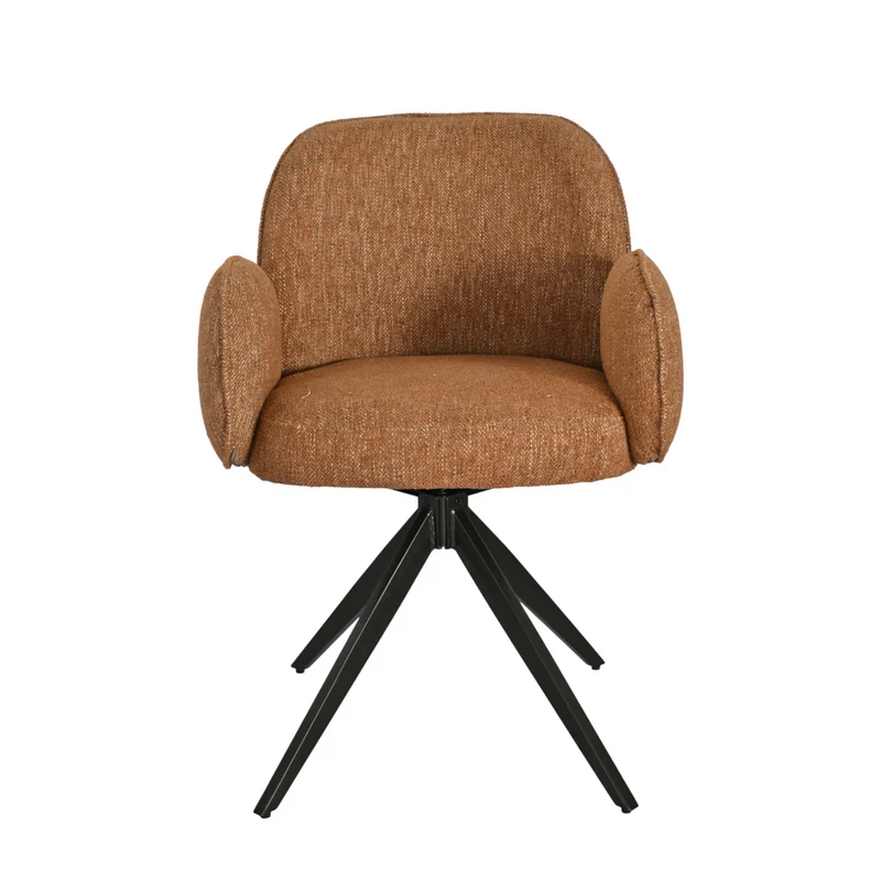 Chaise repas accoudoir tissu caramel