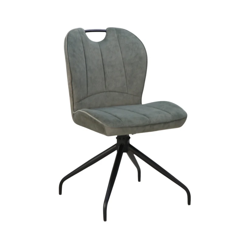 Chaise repas en tissu vert amande