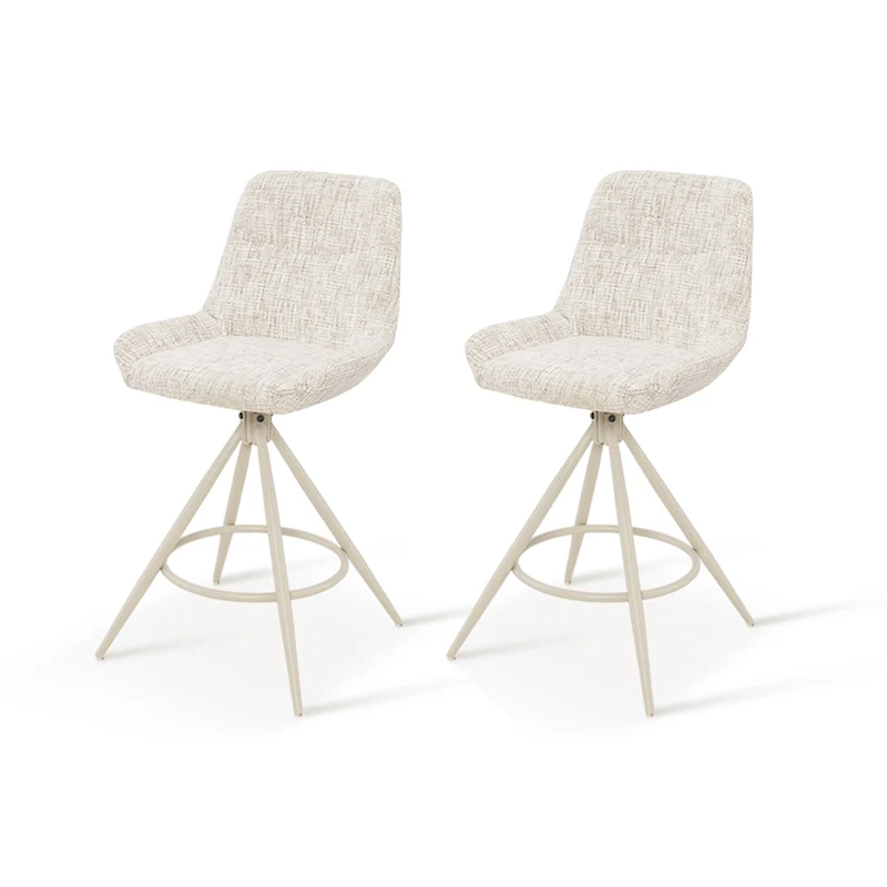 Tabouret de Bar Farah [Lot de 2] [Tissu effet lin] [67 cm] [Retour automatique ] [Pivotant à 180°]