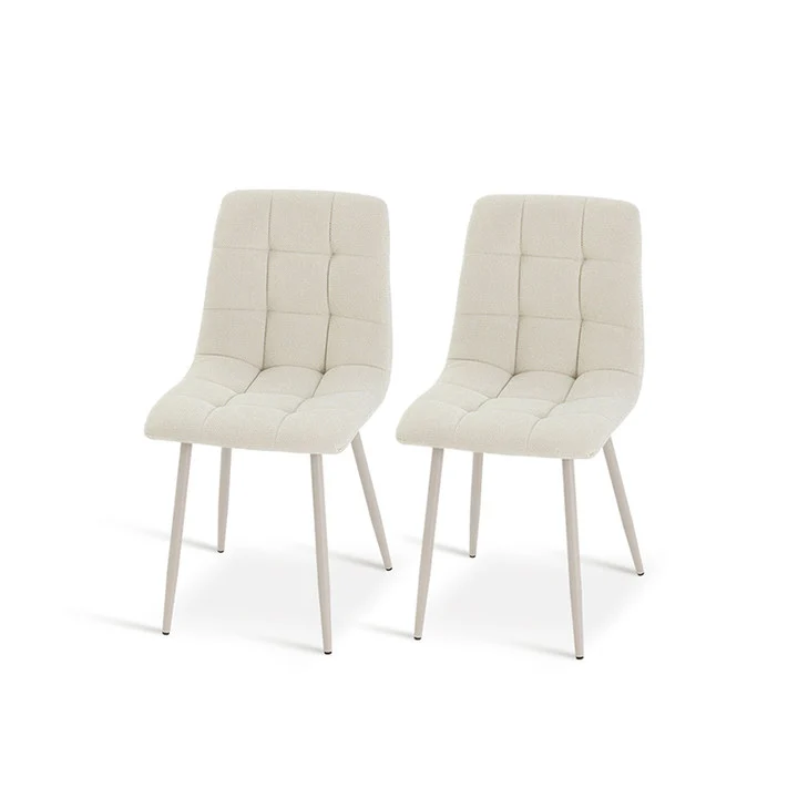 Chaise de Salle à Manger Aoife [Lot de 2] [Tissu effet lin] [Jambes de couleur claire]