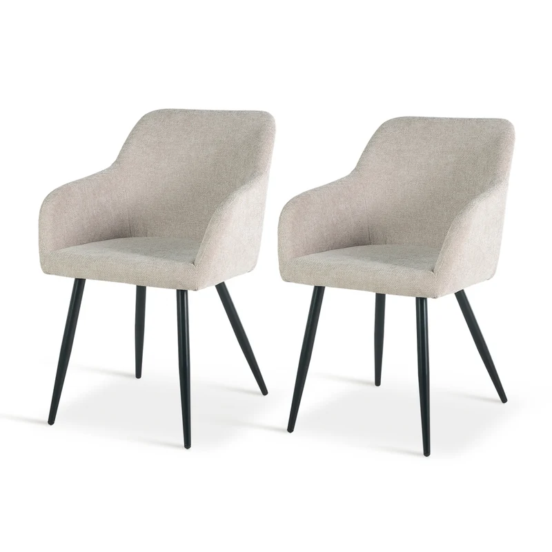 Fauteuil salle à manger Frazer [Lot de 2] [Tissu effet lin]