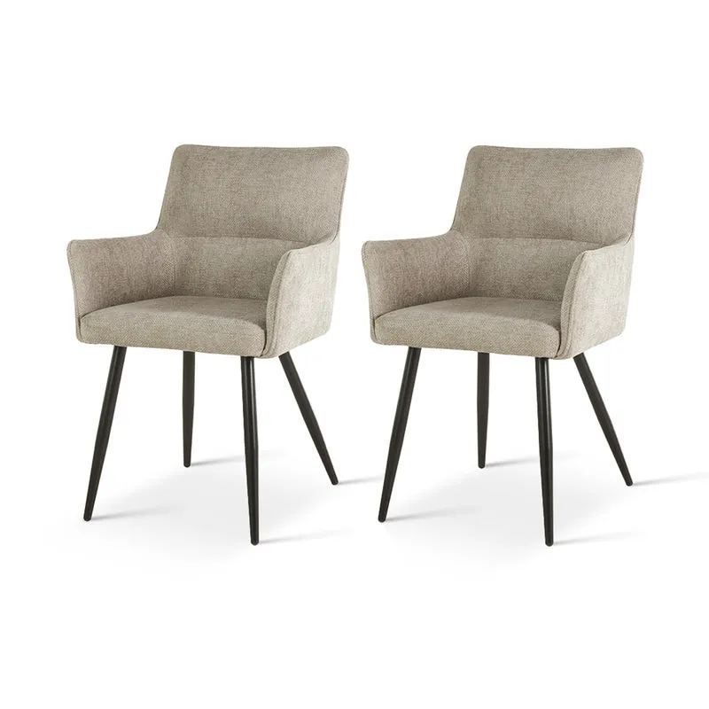 Fauteuil salle à manger Kaya [Lot de 2] [Tissu effet lin]