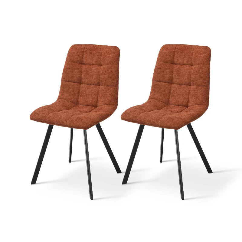 Chaise de salle à manger Aoife Sleek [Lot de 2] [Tissu effet lin]