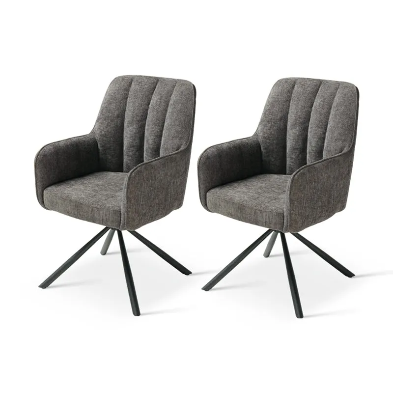 Fauteuil salle à manger pivotantes à 360° Ciara [Lot de 2] [Tissu effet lin]