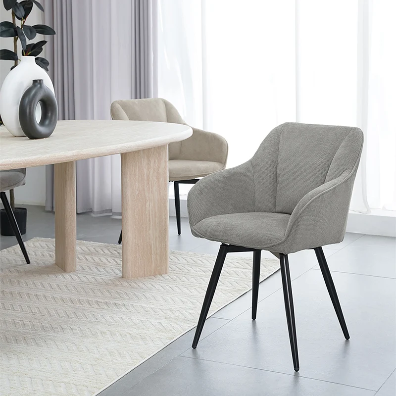 Fauteuil salle à manger pivotantes à 360° Sienna [Lot de 2] [Tissu effet lin]
