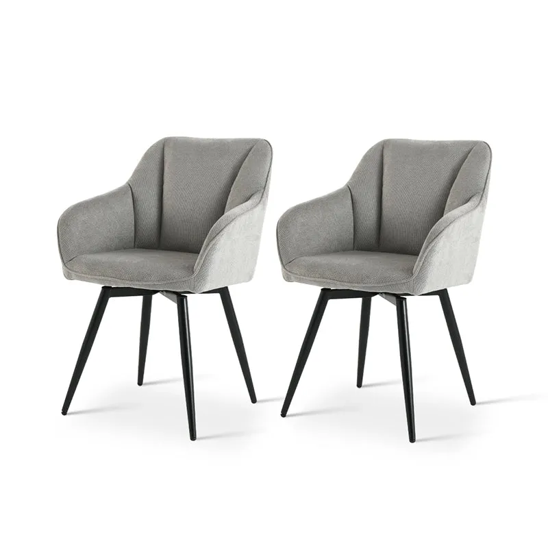 Fauteuil salle à manger pivotantes à 360° Sienna [Lot de 2] [Tissu effet lin]