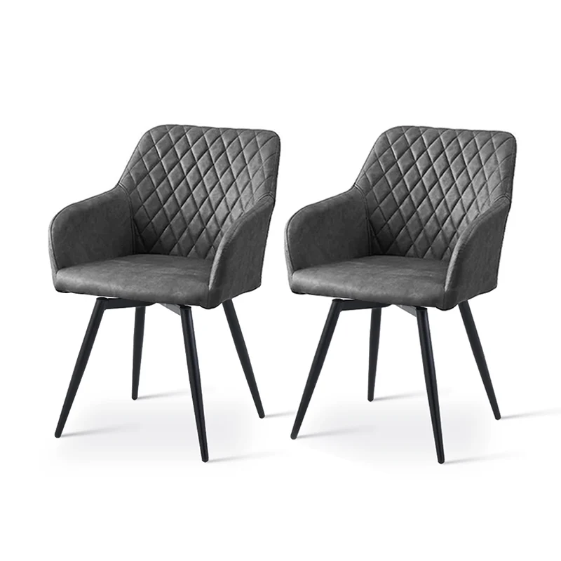 Fauteuil salle à manger pivotant à 360 Frazer Diamond [Lot de 2] [Simili cuir] [Gris]