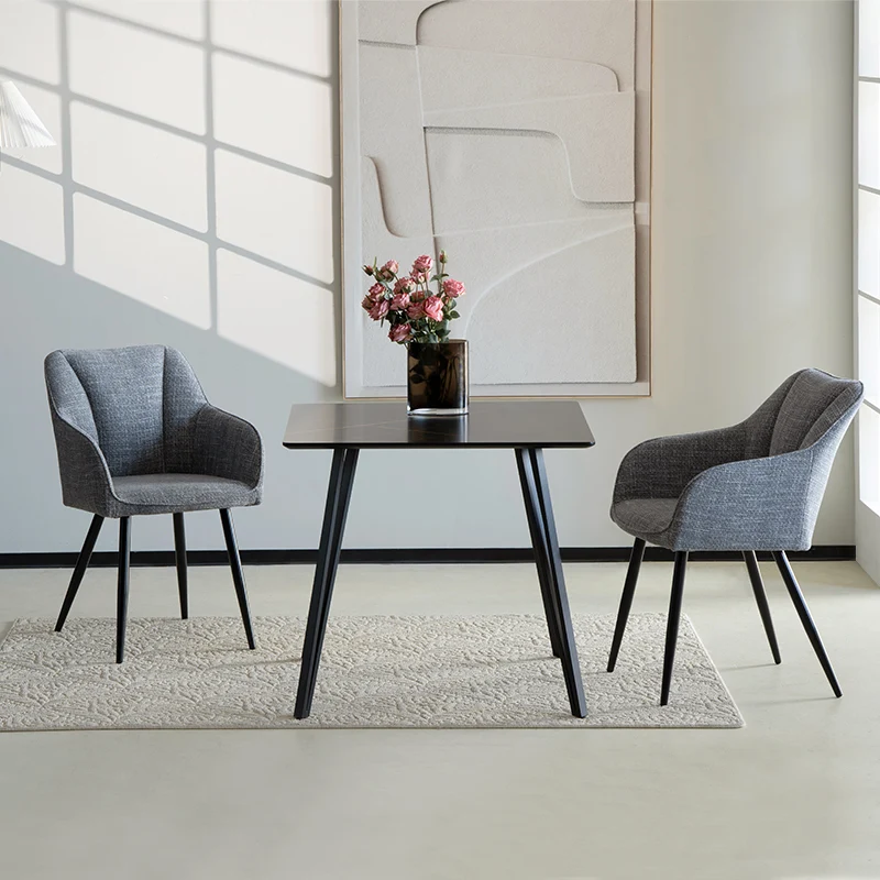 Fauteuil salle à manger Sienna Garden [Lot de 2] [Tissu effet lin]