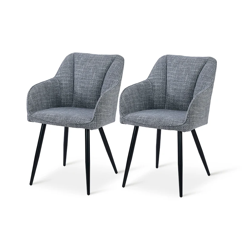 Fauteuil salle à manger Sienna Garden [Lot de 2] [Tissu effet lin]