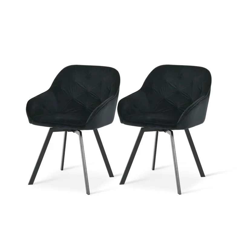 Fauteuil salle à manger en velours épais rembourré pivotant à 360° Keaton [Lot de 2] [Velours]