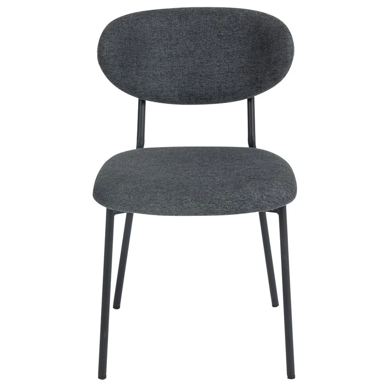 Chaise repas en tissu gris fonce