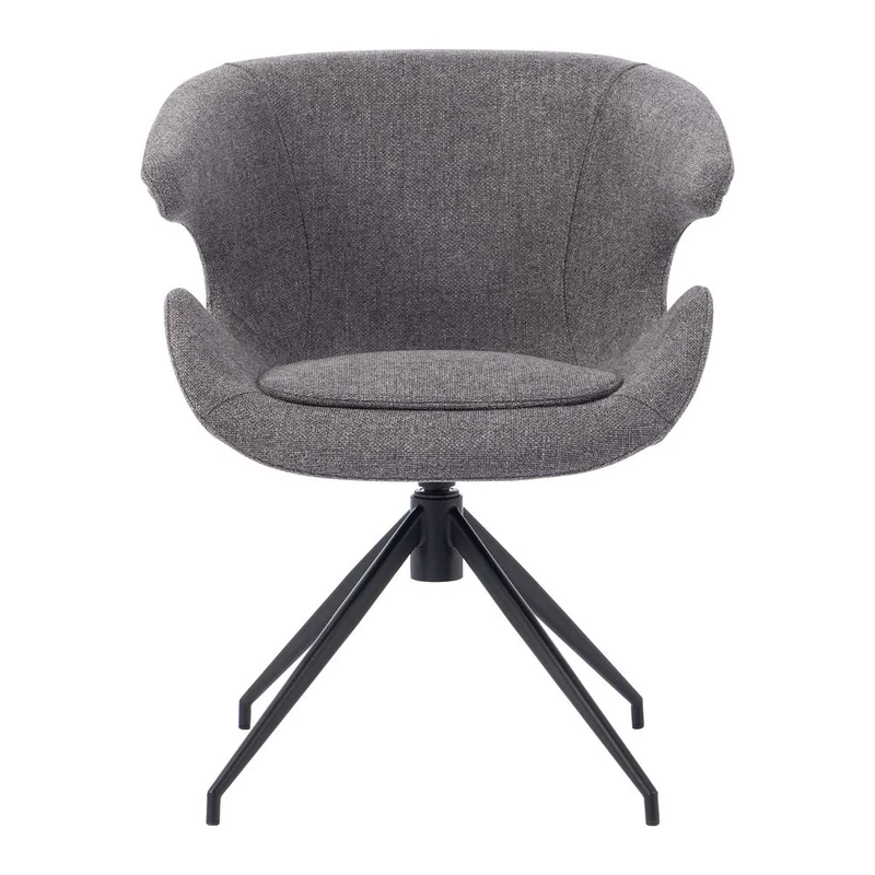 Chaise repas accoudoir tissu gris foncé