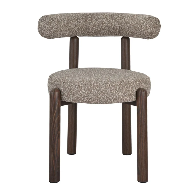 Chaise repas bouclette rase marron clair
