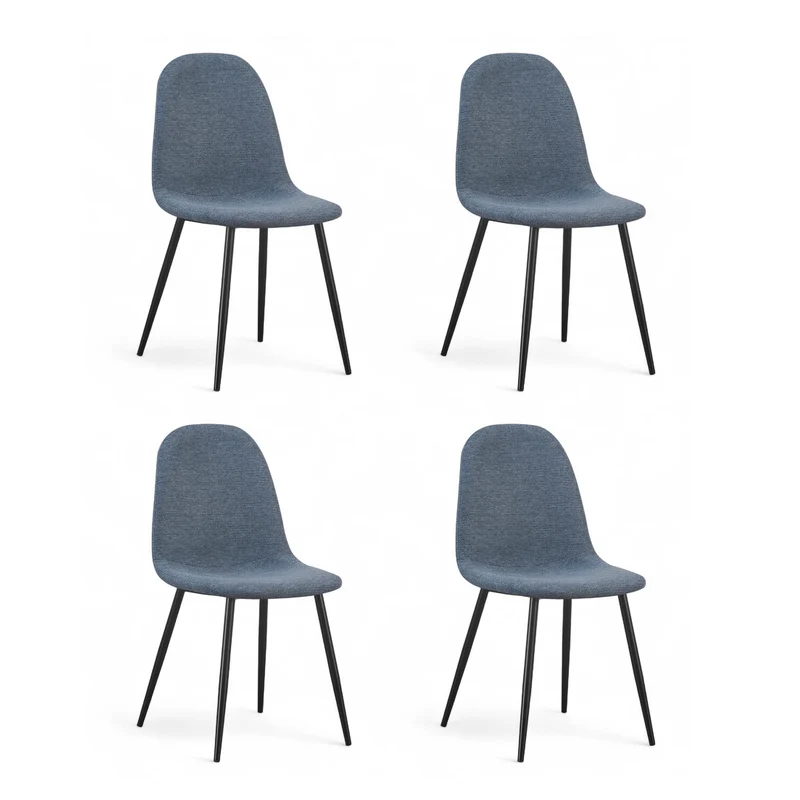 Chaise repas tissu bleu clair