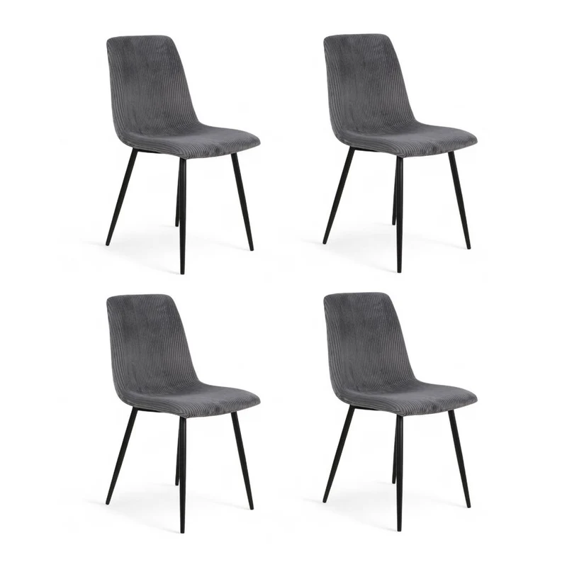 Chaise repas velours côtelé gris