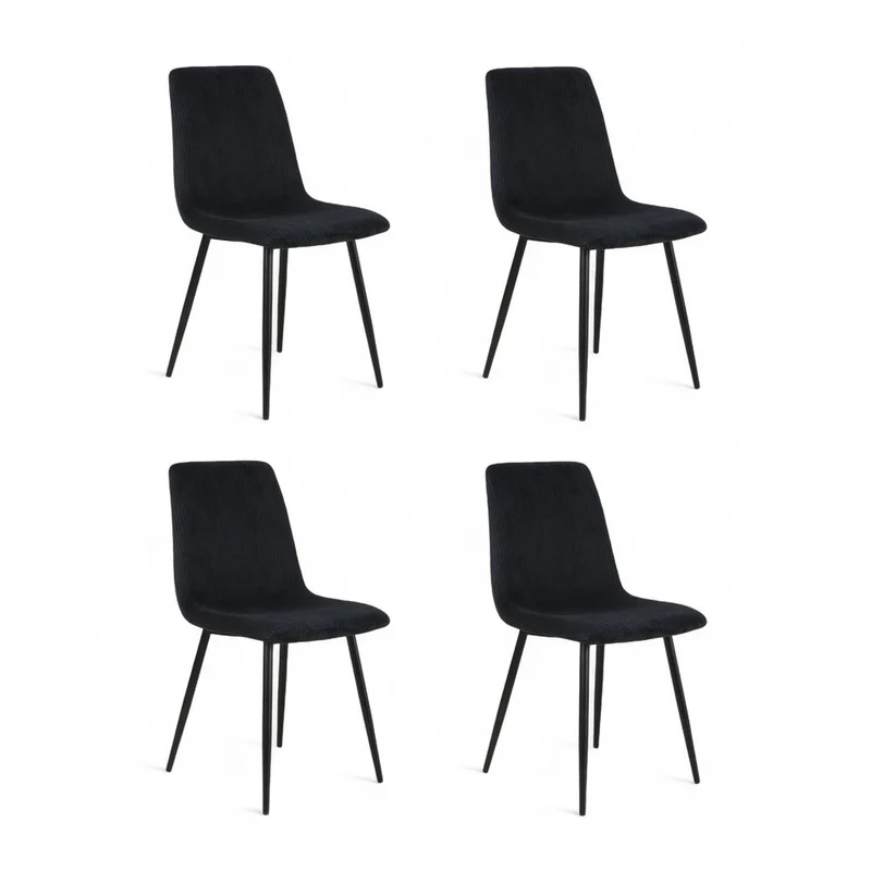Chaise repas velours côtelé noir