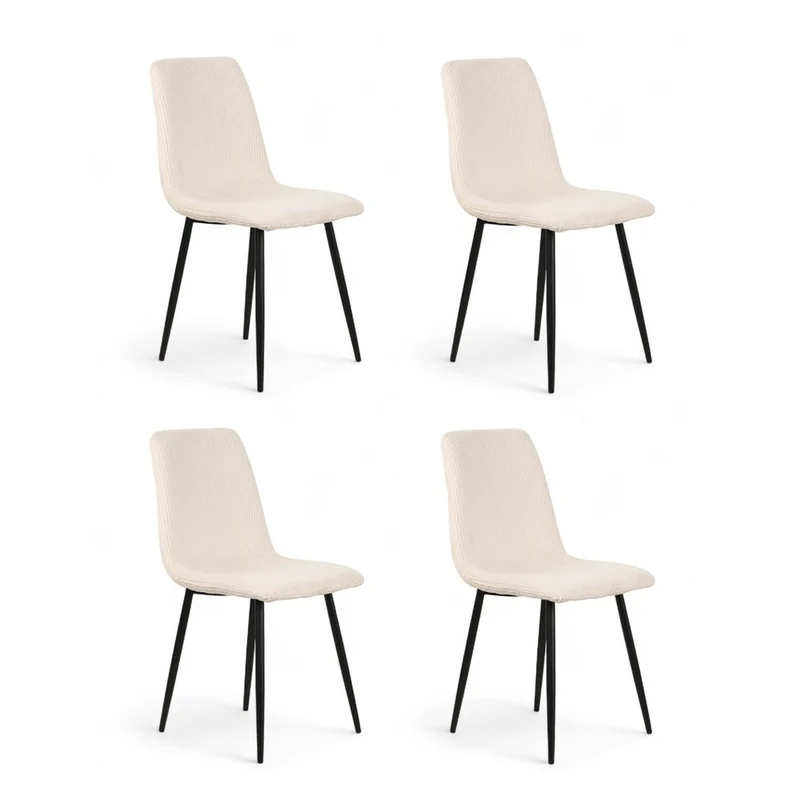 Chaise repas velours côtelé écru