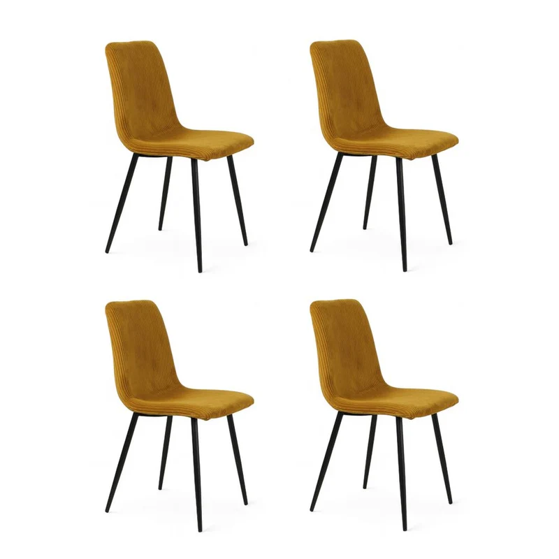 Chaise repas velours côtelé miel