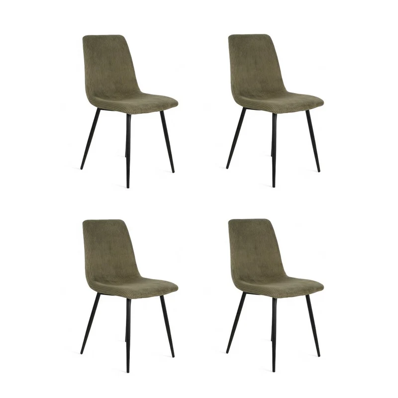 Chaise repas velours côtelé kaki