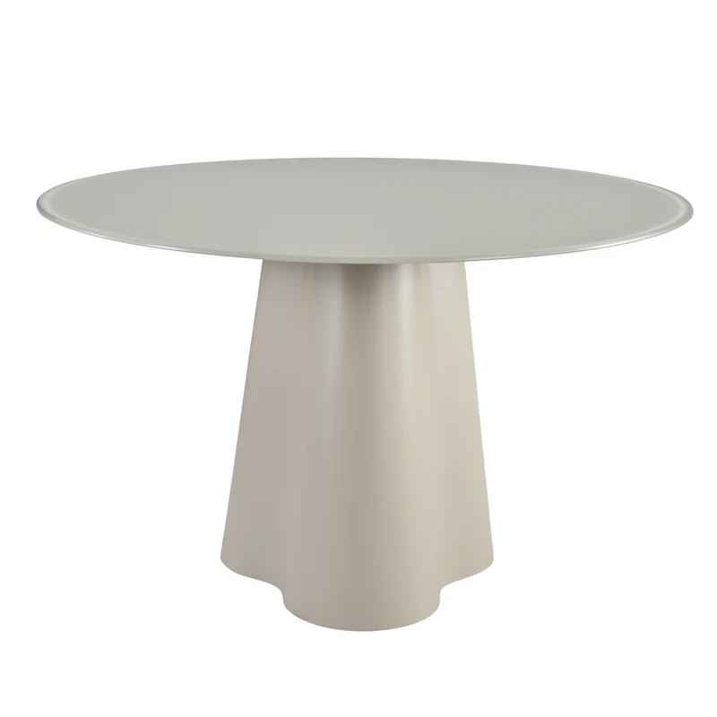 Table repas D120 en verre beige mat