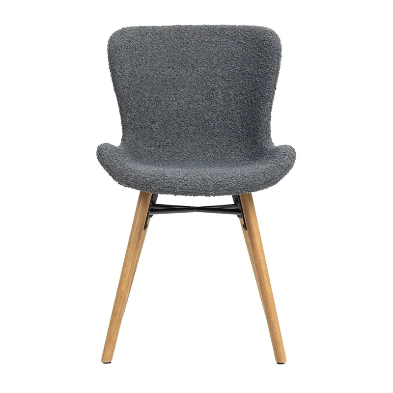 Chaise repas effet bouclette gris foncé