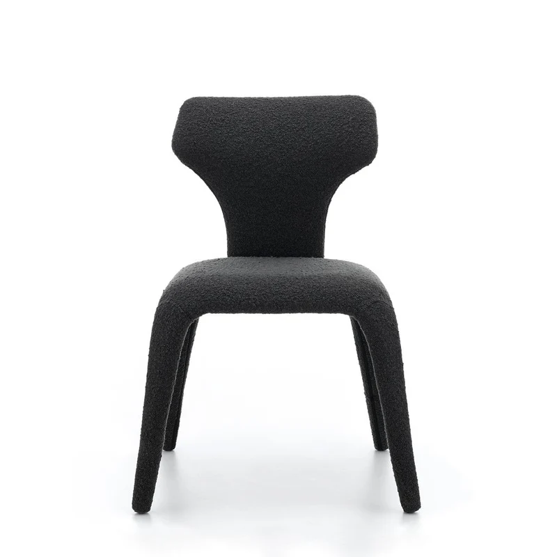 Chaise repas full bouclette rase gris foncé