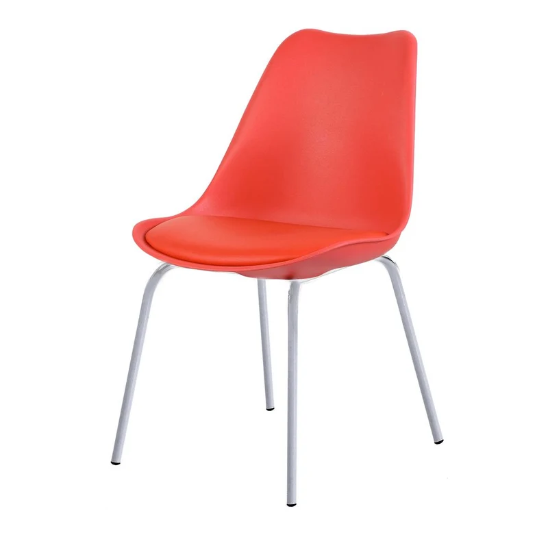 Chaise repas rouge pied gris