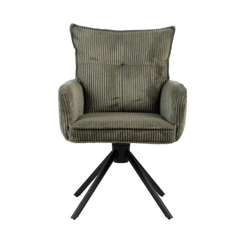 Chaise repas velours côtelé vert