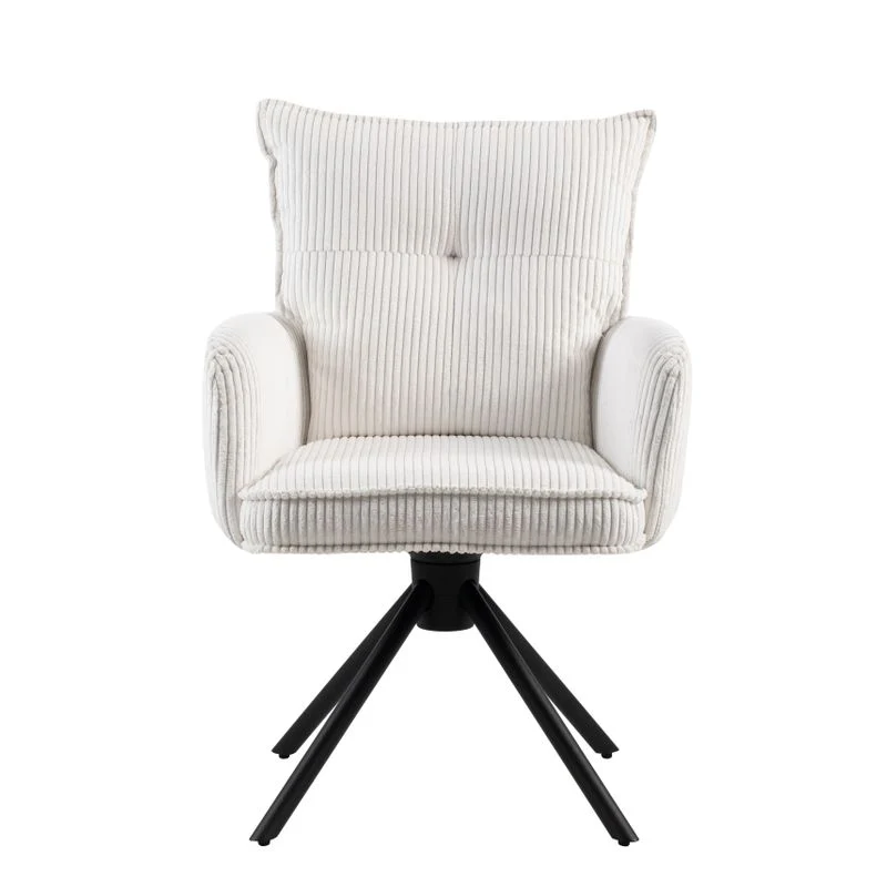 Chaise repas velours côtelé blanc