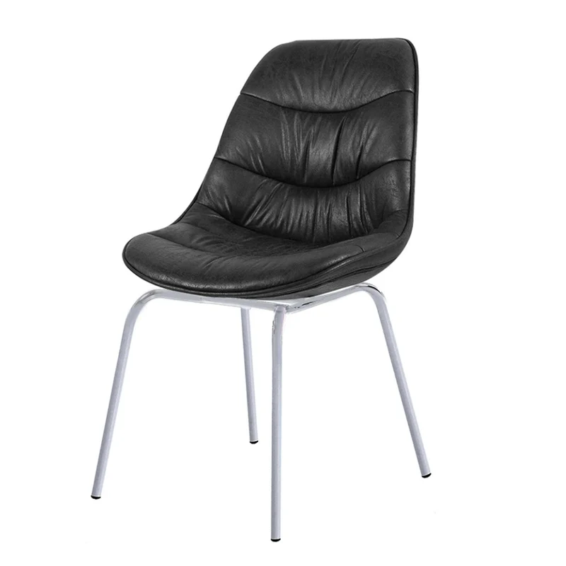 Chaise noire pied métal gris