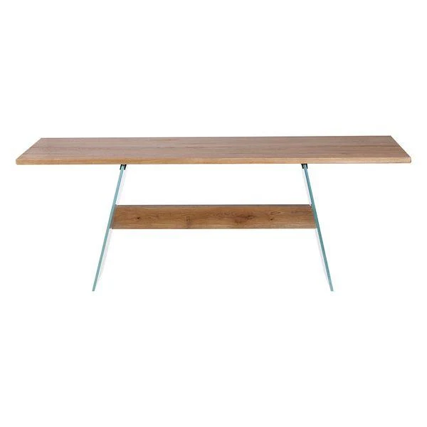 Table repas chêne naturel pieds verre