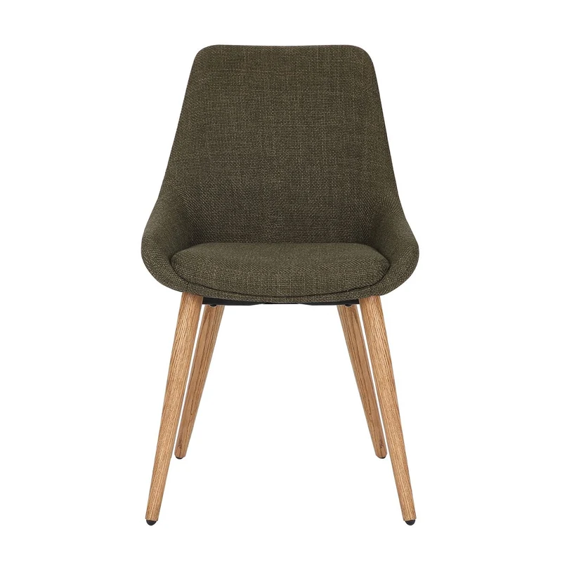 Chaise repas en tissu kaki pied chêne