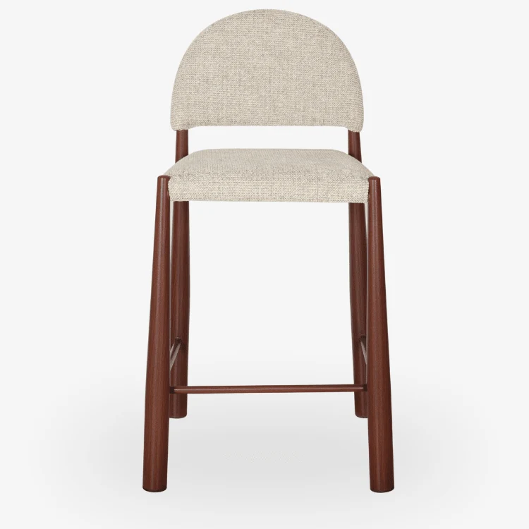 Taburete de cocina tapizado Maira 67 cm beige efecto nogal