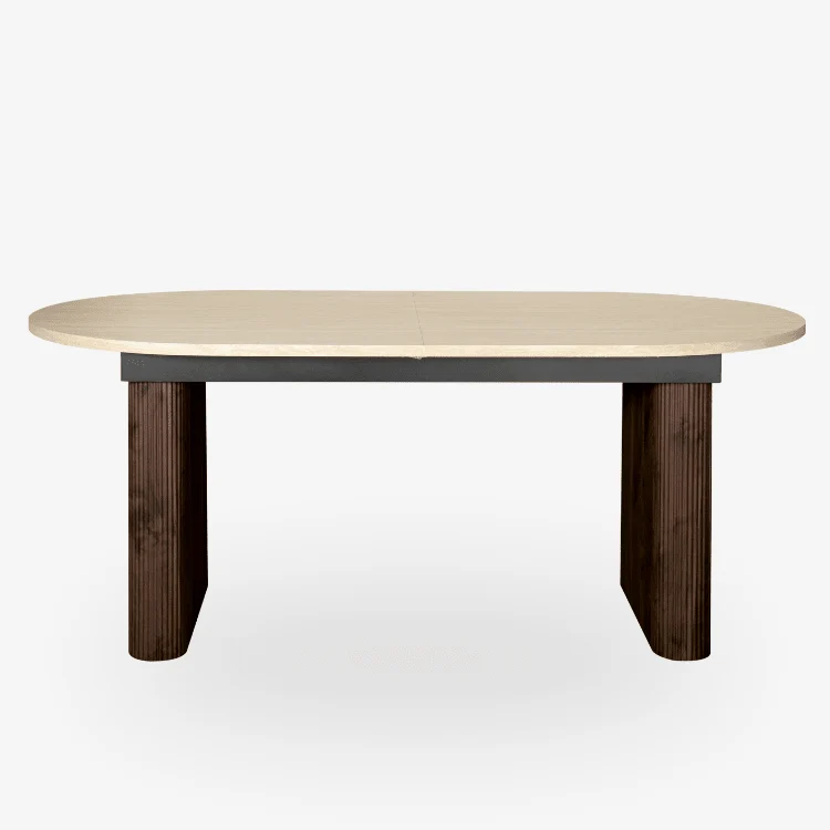 Mesa de comedor extensible ovalada Travertino-nogal 180-230 cms