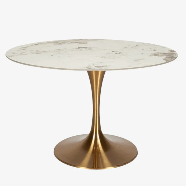 Mesa de comedor Tuli inox dorada piedra sinterizada