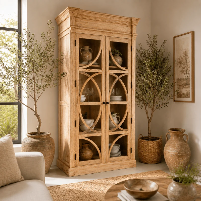 Alacena vitrina MUNA de Madera de Mango Natural 120 cm