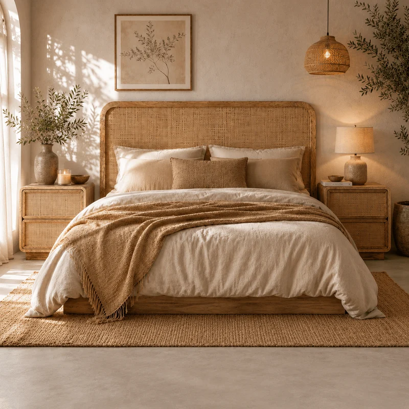 Cabecero Liora de Madera de Mango y Yute 160 cm