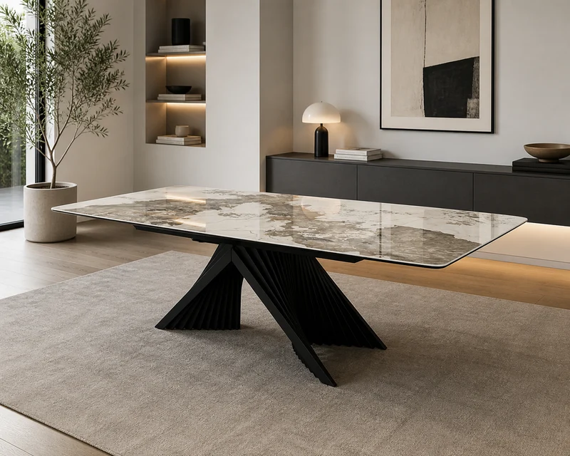 Table extensible céramique marbre brillant - Angel Lievens