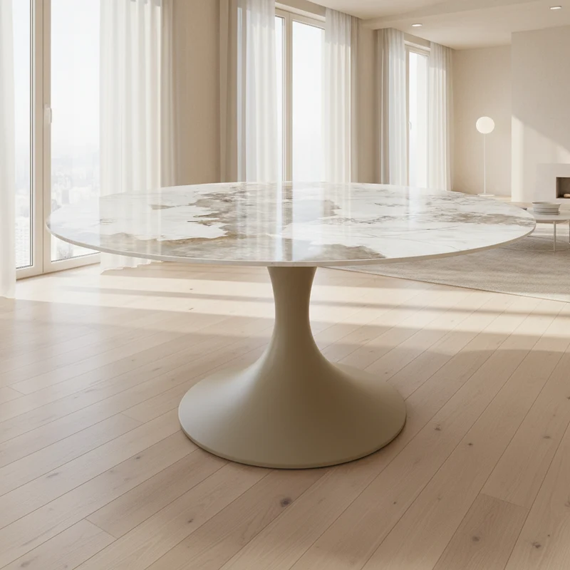 Table ronde pied central tulipe céramique - Calise